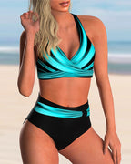 Ocean Muse | Conjunto de bikini con cuello halter y estampado