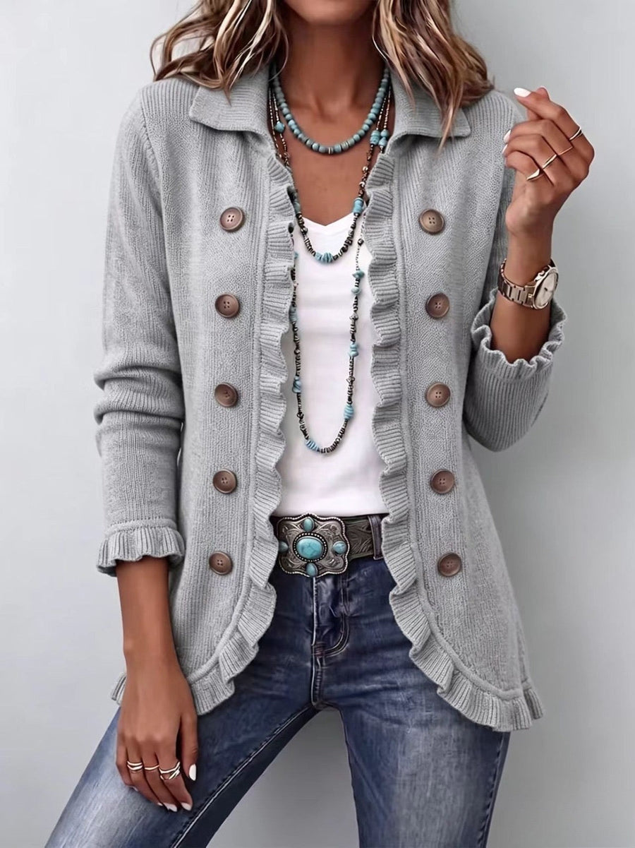 Eloísa | Grey Marl Knitted Ruffle Jacket