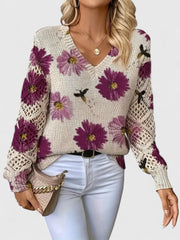 Maillot chic à imprimé floral et manches bouffantes