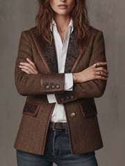 Gisella | Blazer with Printed Zigzag Inserts