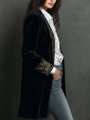 Leontina | Black Baroque Print Fitted Blazer