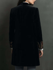 Leontina | Black Baroque Print Fitted Blazer