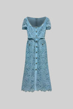Azucena | Vestido Midi de Encaje Azul Cielo