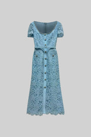 Azucena | Robe midi en dentelle bleu ciel