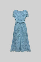 Azucena | Vestido Midi de Encaje Azul Cielo