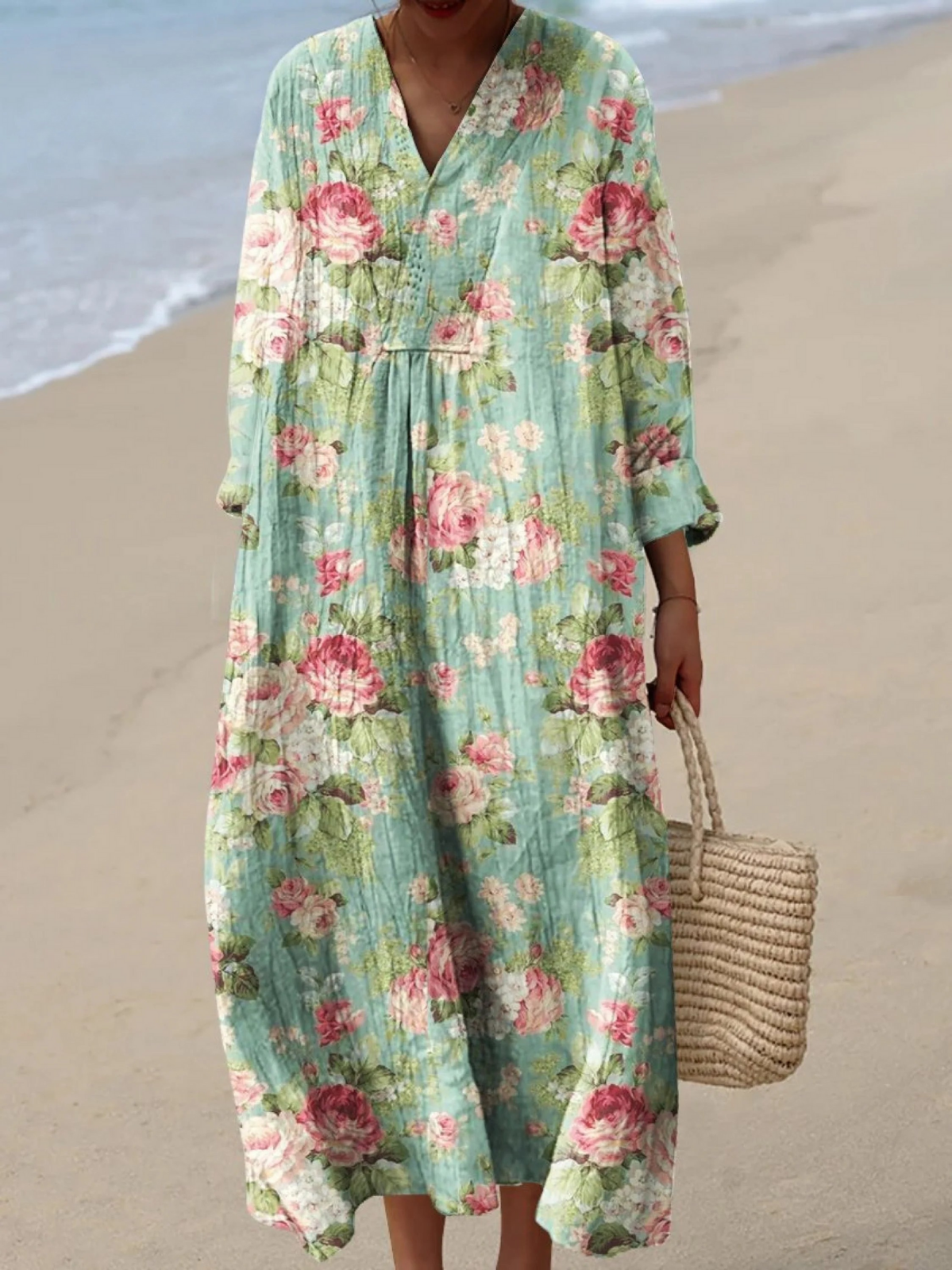 Leila | Vestido Maxi Boho, Vintage Rose Print