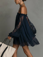 Noelia | Vestido Mini Chiffon Azul Navy