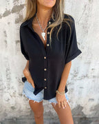 Camisa Casual Holgada De Tejido Ligero