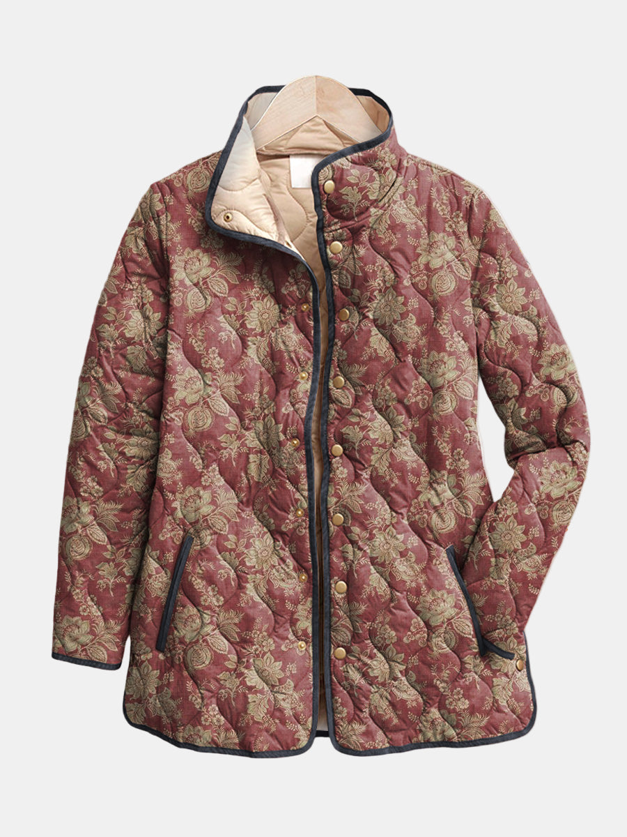 DELACROIX | Sophie Plum Damask Quilted Jacket