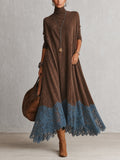 BRUNELLA vestido largo efecto gamuza café
