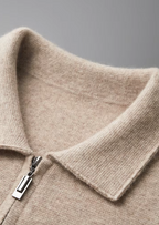 Cardigan con cremallera de lana merino extrafina tipo polo