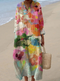 Maya | Vestido Maxi con Estampado de Acuarela
