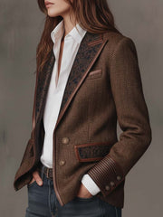 Gisella | Blazer with Printed Zigzag Inserts