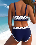 Starfish Glow | Bikini de cintura alta con rayas y diseño patchwork
