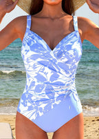 Aqua Queen | Traje de baño de lujo con escote cruzado y estampado multicolor