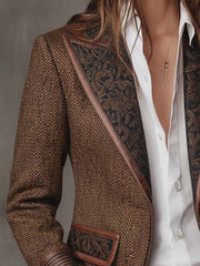 Gisella | Blazer with Printed Zigzag Inserts