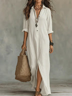 Céline Robe Maxi Noire Volumineuse à Boutons
