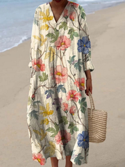 Nora | Robe longue à imprimé botanique