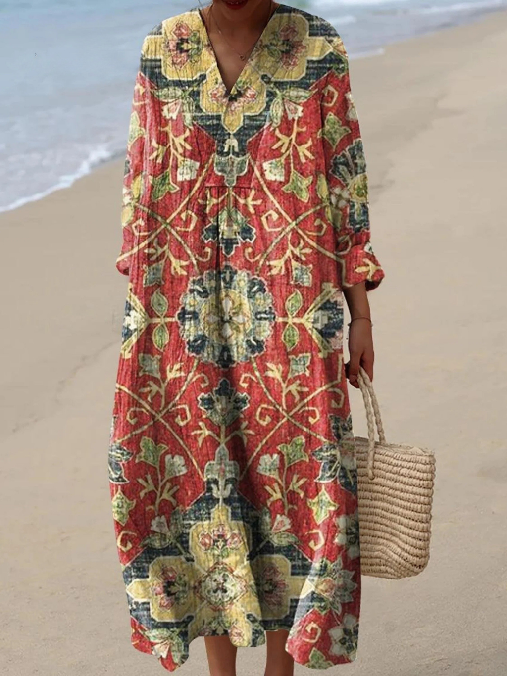 Maya | Vestido Maxi con Estampado Botánico Persa