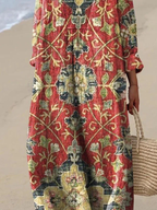 Maya | Vestido Maxi con Estampado Botánico Persa