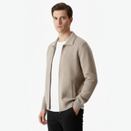 Cardigan con cremallera de lana merino extrafina tipo polo
