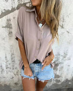 Camisa Casual Holgada De Tejido Ligero