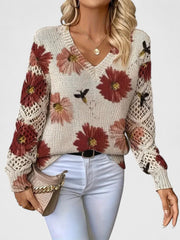 Maillot chic à imprimé floral et manches bouffantes