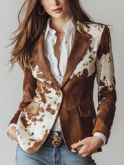 Agata | Vintage Blazer with Cow Print