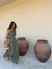 Séville | Robe longue vert olive