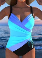 Aqua Queen | Traje de baño de lujo con escote cruzado y estampado multicolor