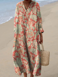 Marisol | Vestido Maxi Boho Estampado a Mano