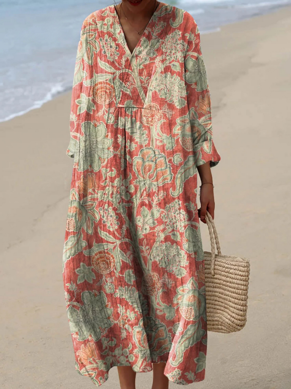 Marisol | Vestido Maxi Boho Estampado a Mano
