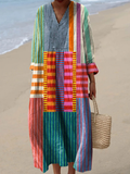 Harper | Vestido Maxi Boho de Patchwork a Rayas