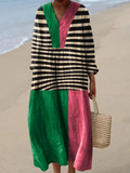 Aisha | Vestido Maxi con Falda de Bloques de Color