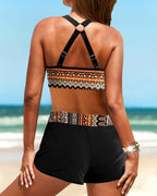 Palm Fantasy | Bikini de patrón geométrico con cintura alta elástica