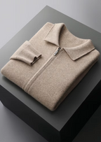 Cardigan con cremallera de lana merino extrafina tipo polo