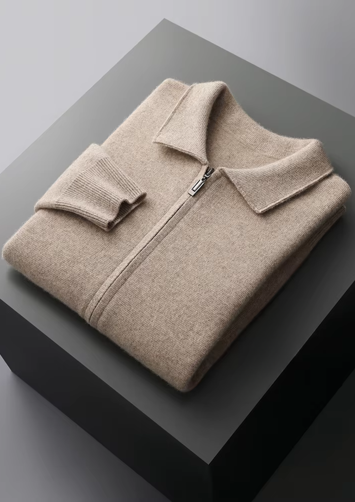 Cardigan con cremallera de lana merino extrafina tipo polo