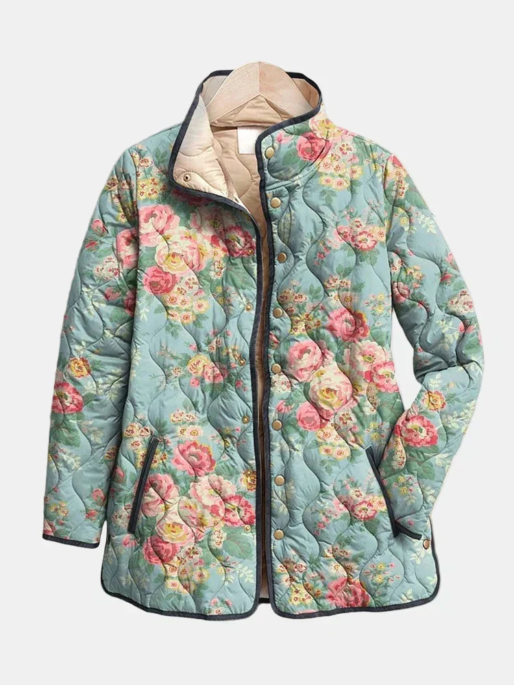 DELACROIX | Mathilde Celadon Roses Quilted Jacket