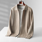 Cardigan con cremallera de lana merino extrafina tipo polo