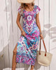 Robe longue d'été imprimée à fentes