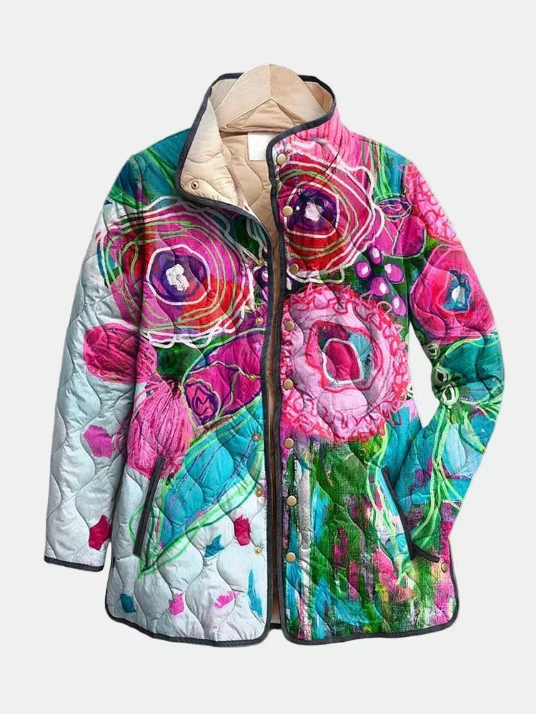 DELACROIX | Lucie Floral Watercolour Quilted Jacket