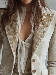 Costanza | Ivory Embroidered Suit Blazer