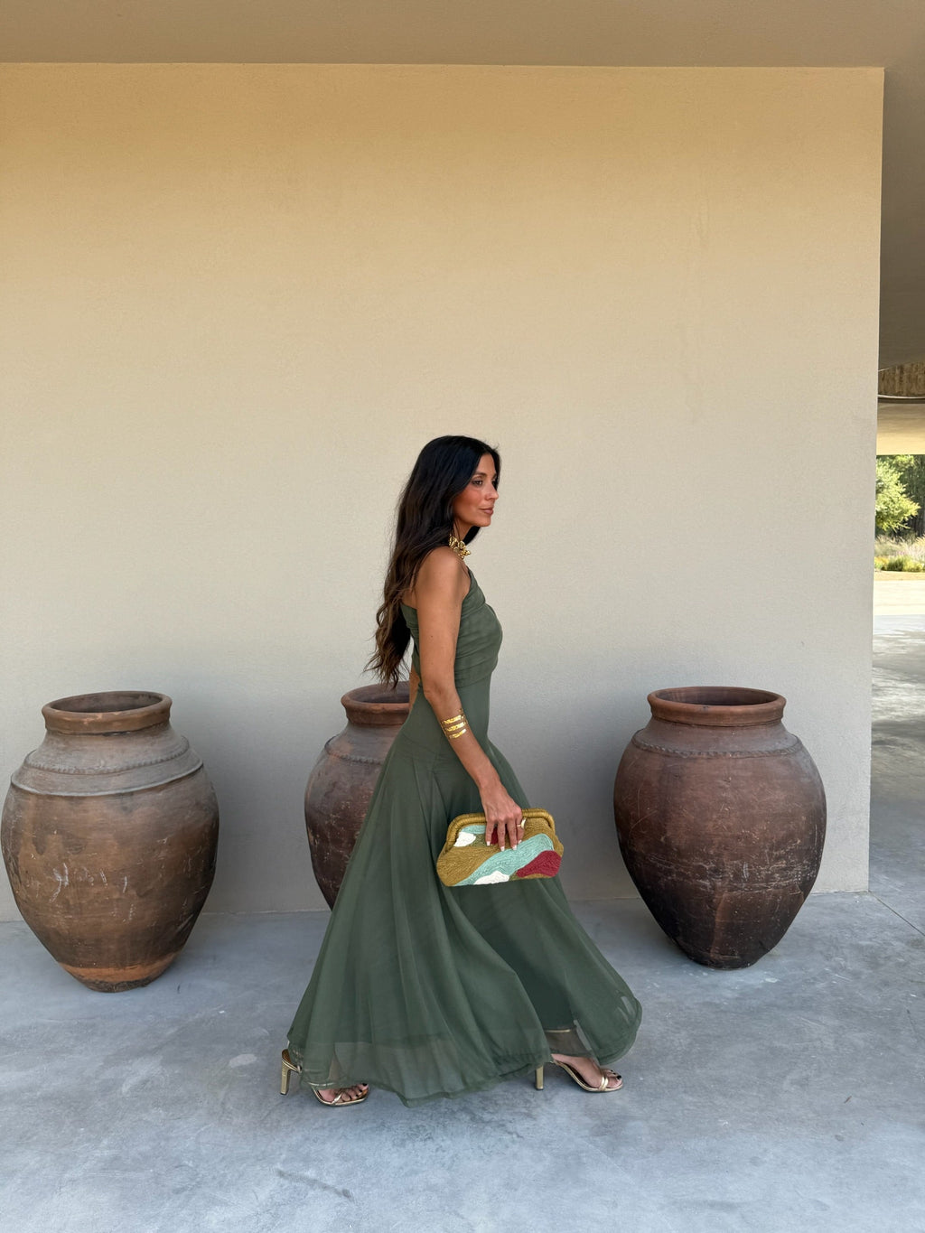 Sevilla | Vestido Maxi Verde Oliva