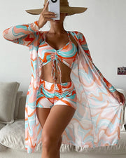 Coastal Chic | Ensemble bikini 3 pièces imprimé
