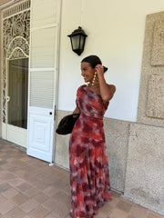Séville | Robe longue imprimée rouge
