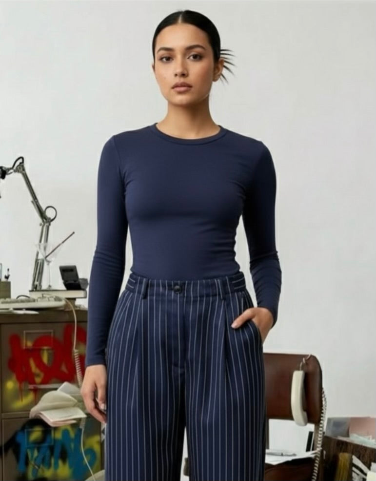 “BASIC” full sleeves fitted tee