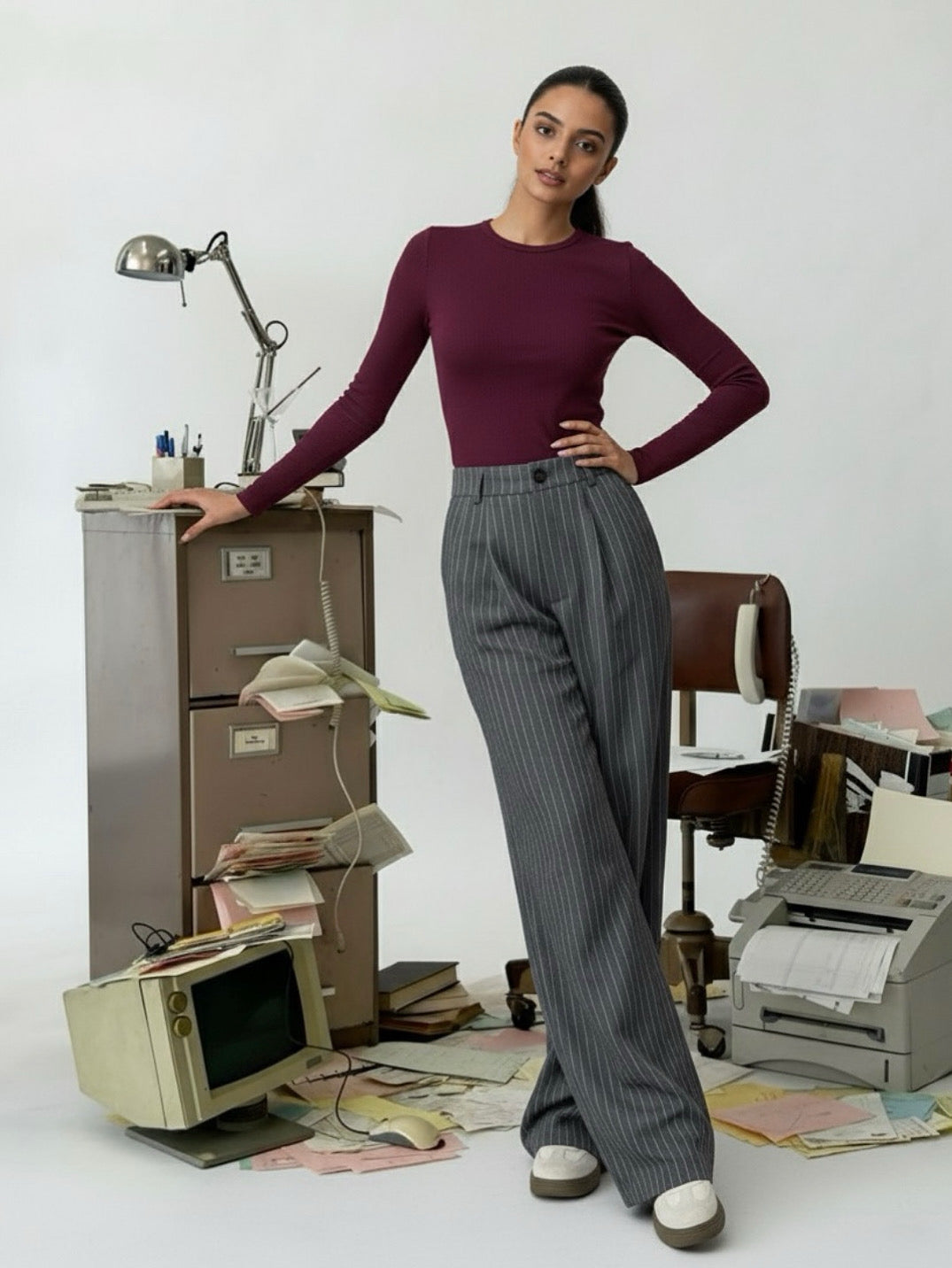 “STRIPE GREY” cotton pants