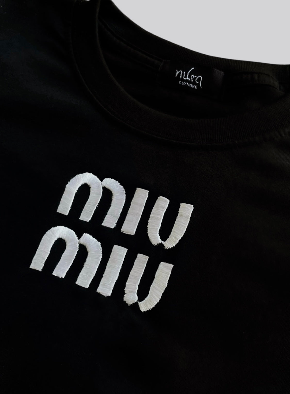 MiuMiu Embroidered fitted cropped baby tee