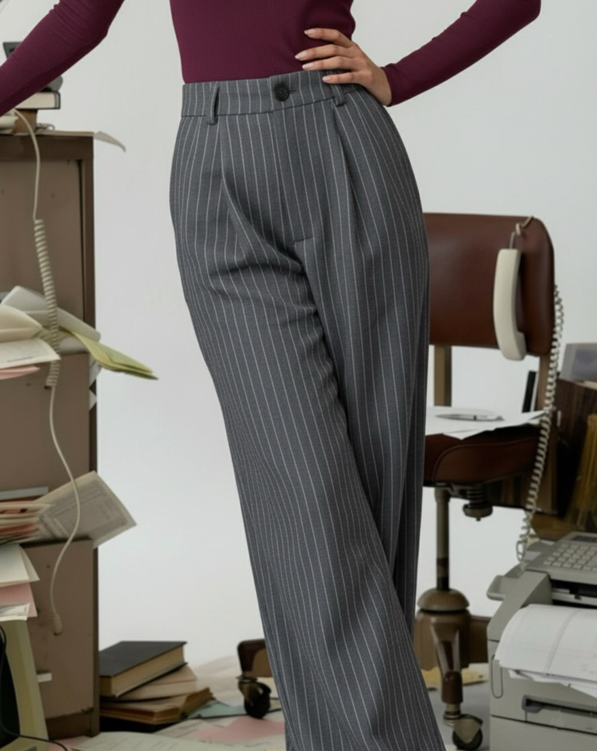 “STRIPE GREY” cotton pants