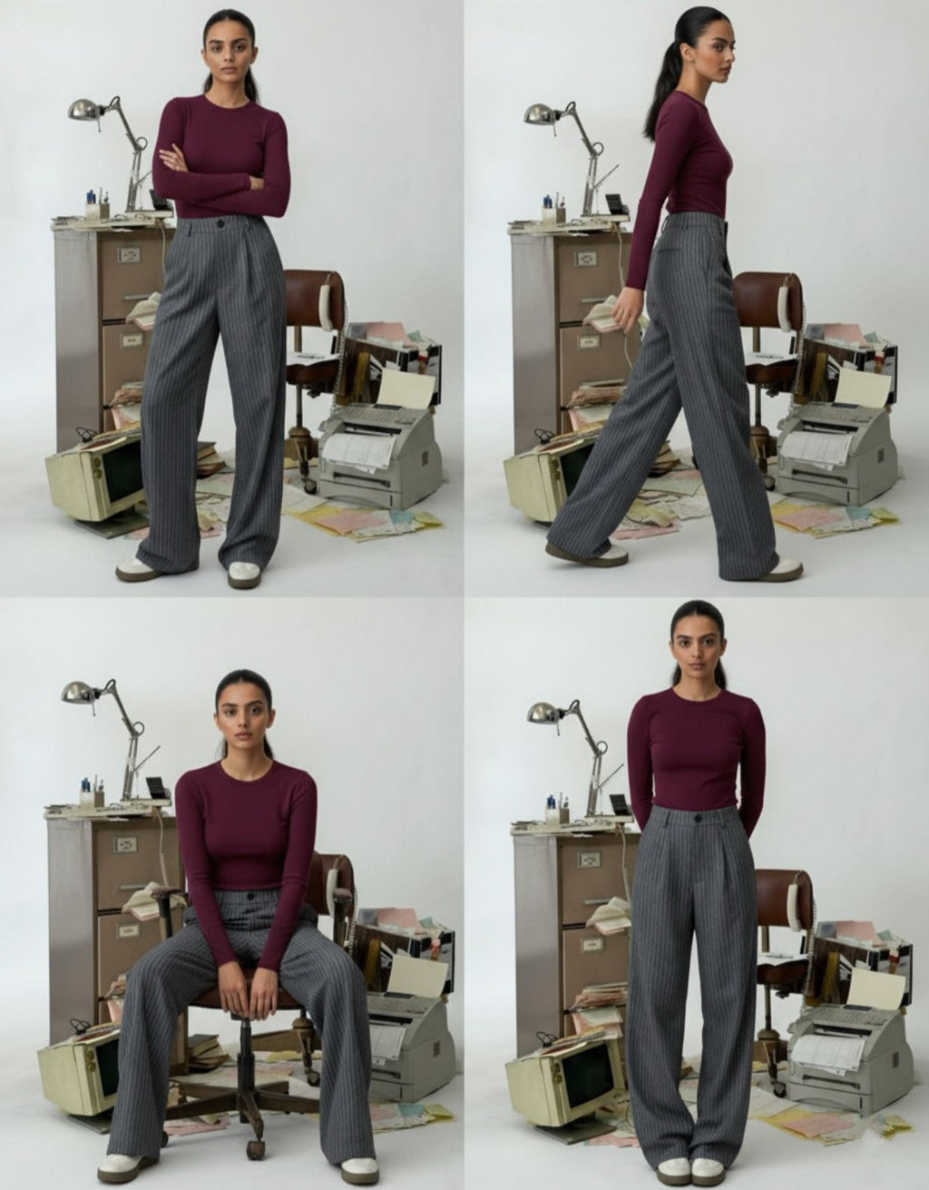 “STRIPE GREY” cotton pants